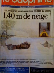 photo Le Une du dauphiné après l'exceptionnel Retour d'Est de décembre 2008.